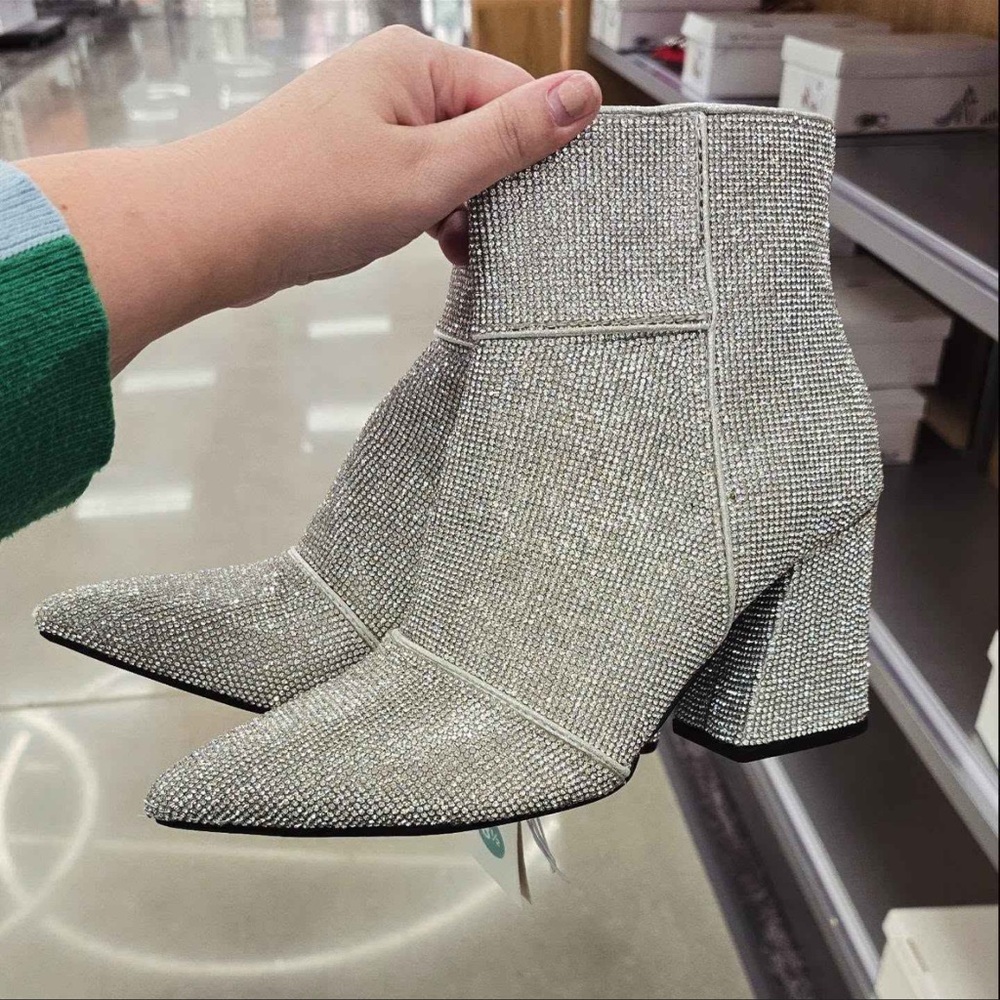 Silver Rhinestone Ankle Boots - Picture 3 of 4